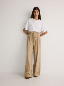 Spodnie z wiskozą - beżowy