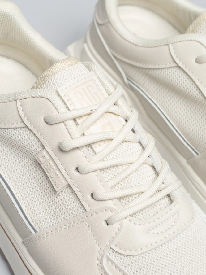 Sneakersy damskie ze skóry ekologicznej beżowe NN274A088 801