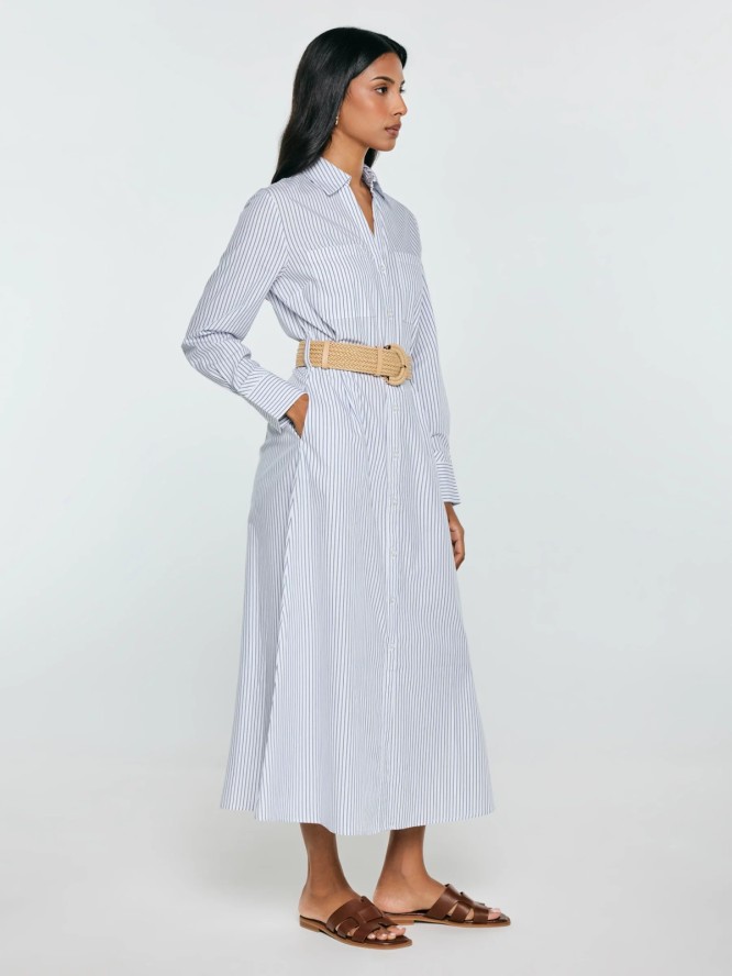 Sukienka damska midi koszulowa jasnoniebieska Merinsa 400