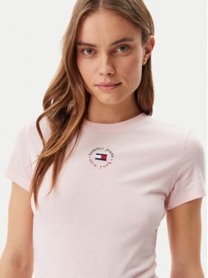 Tommy Jeans T-Shirt Essential DW0DW20316 Różowy Slim Fit