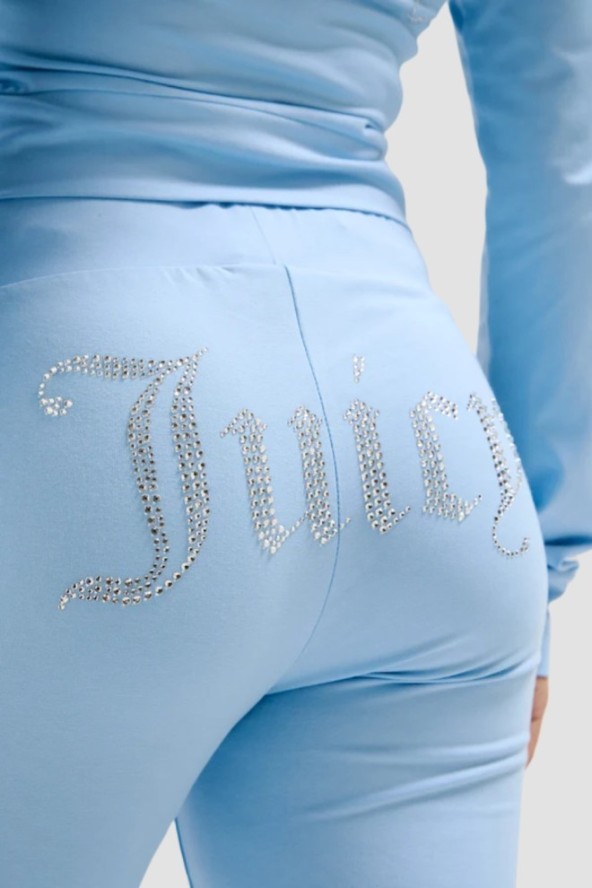 JUICY COUTURE Błękitne damskie spodnie dresowe Single Jersey Apollo Low Rise, Rozmiar L