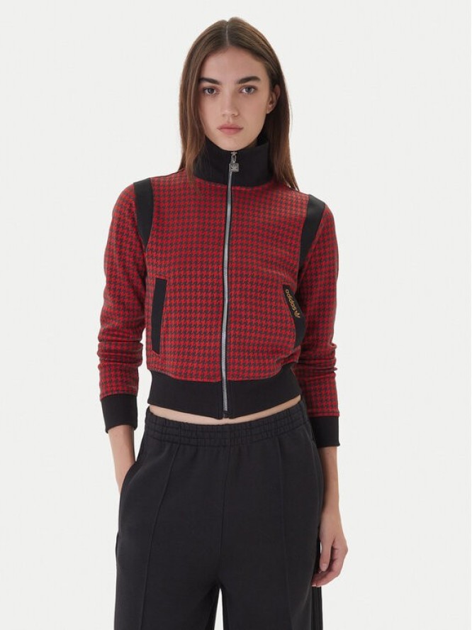 adidas Bluza Houndstooth JY3461 Czerwony Regular Fit