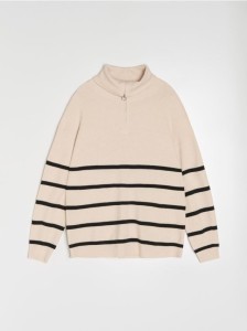 Sweter w paski - beżowy