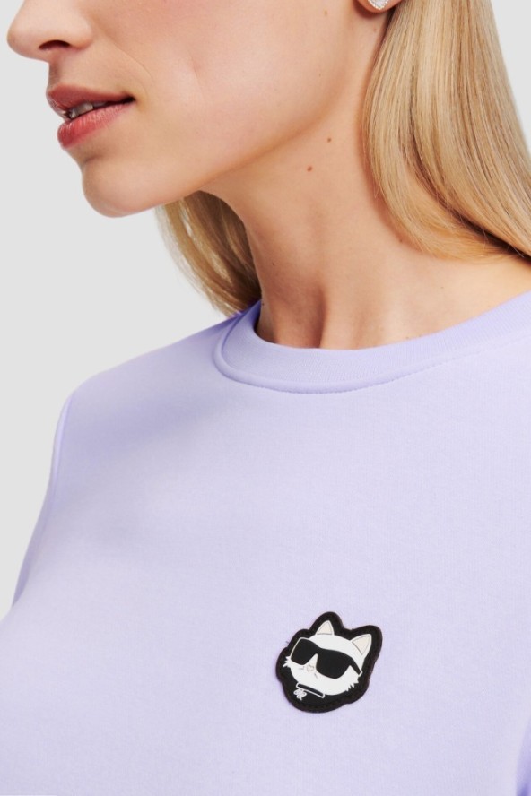 KARL LAGERFELD Lawendowa damska bluza Ikonik 2.0, Rozmiar L