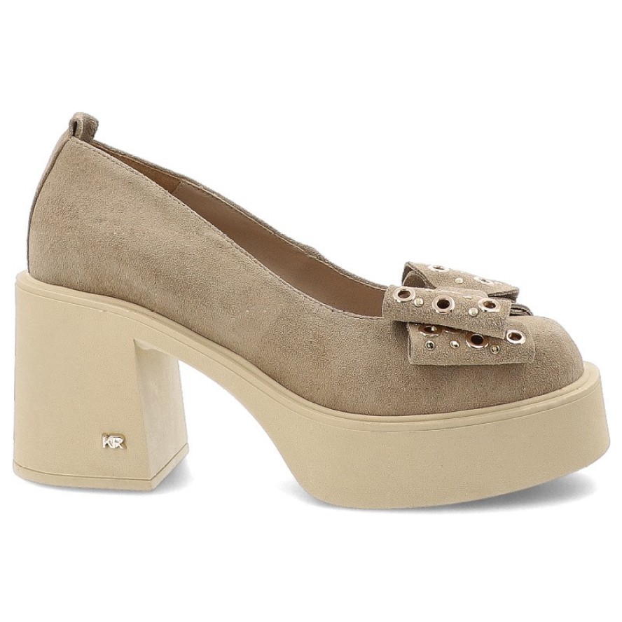 Beżowe Półbuty Karino Stylowe Obuwie Damskie Na Obcasie