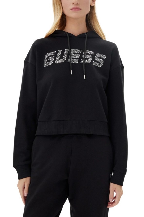 GUESS Сzarna bluza damska z cyrkoniami Primula, Rozmiar M