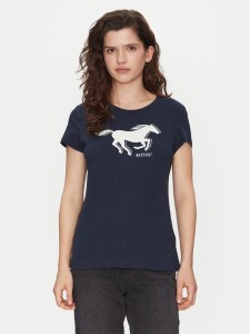 Mustang T-Shirt Loa 1016136 Granatowy Slim Fit