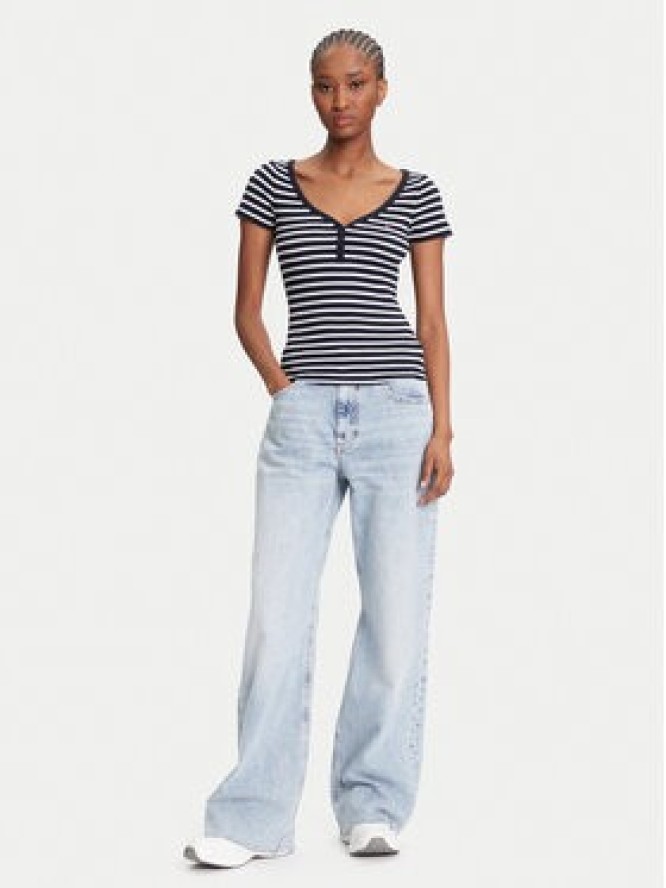 Tommy Jeans T-Shirt Henley DW0DW20902 Granatowy Slim Fit