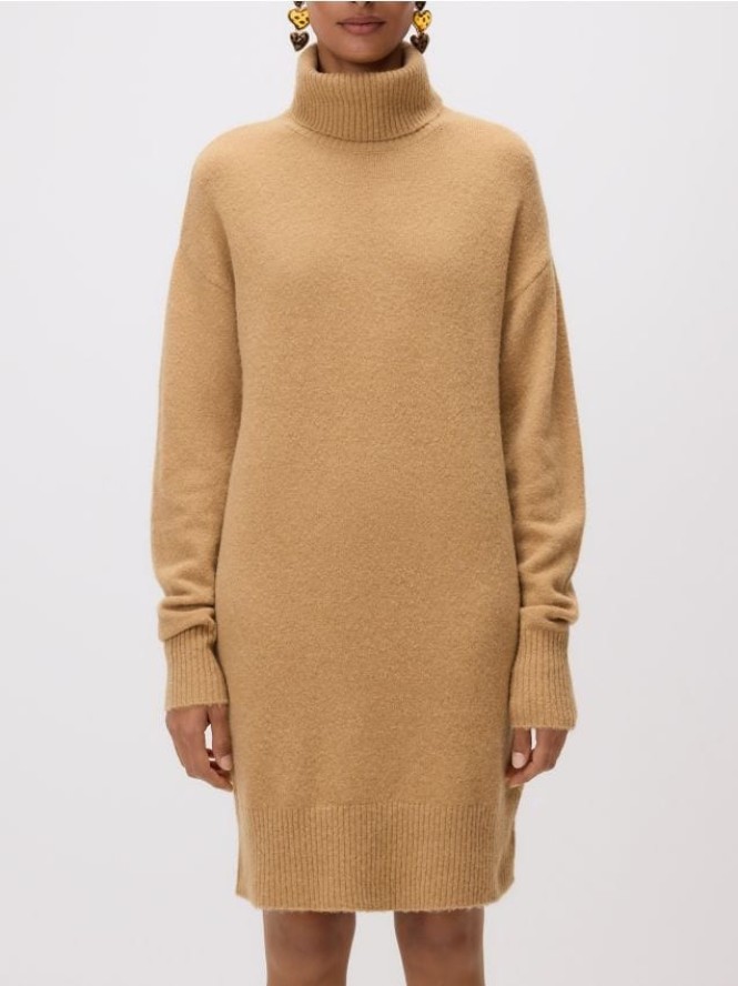 Sukienka z wełną - brązowy