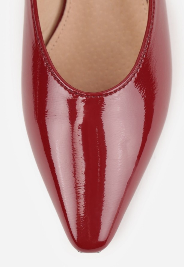 Bordowe Balerinki Vices z Paskiem z Klamerką i Skórzaną Wkładką Quane