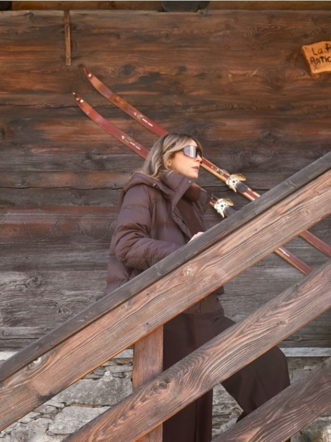 Pikowana kurtka z puchem - brązowy