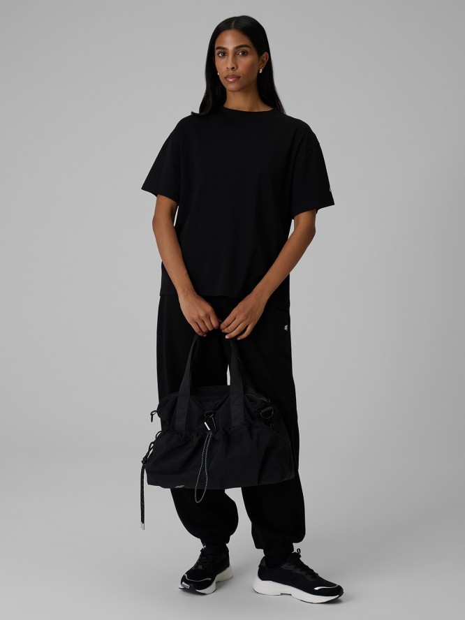 4F T-shirt loose gładki damski - czarny S