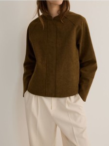 Kurtka z imitacji zamszu - ciemnozielony