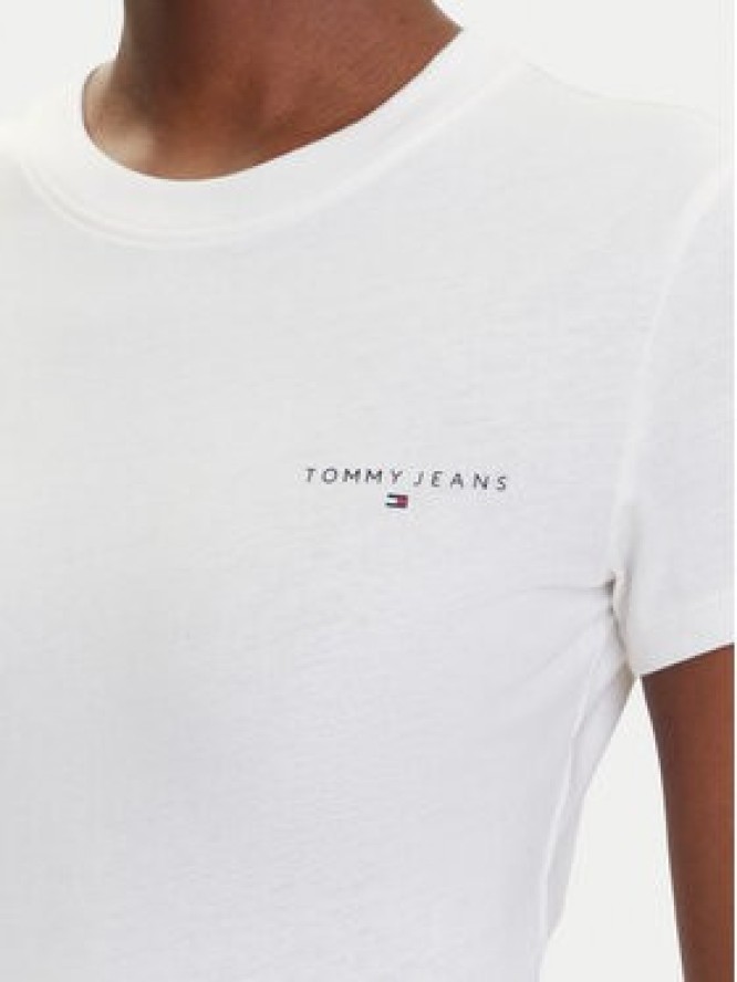Tommy Jeans T-Shirt Linear DW0DW21164 Écru Slim Fit