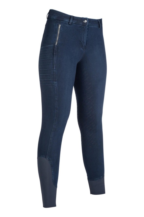 Damskie spodnie jeździeckie o pełnej przyczepności HKM Selection Aruba Denim