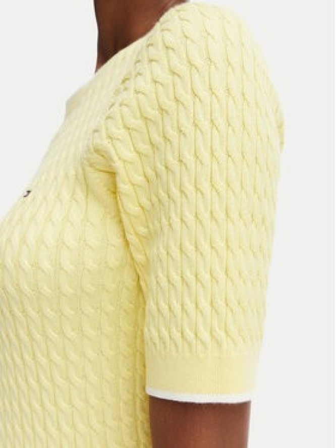 Tommy Hilfiger Sweter Fine Gg Cable Boat WW0WW50103 Żółty jasny Regular Fit