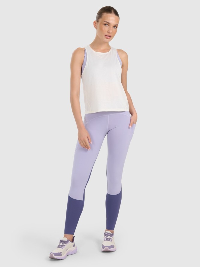 4F Top treningowy szybkoschnący damski - beżowy XS