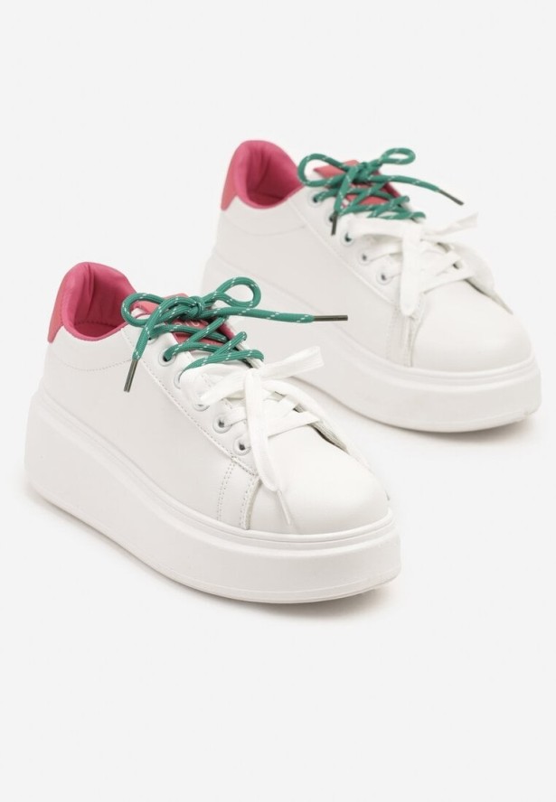 Biało-Różowe Sneakersy Ozdobione Podwójnym Wiązaniem Zdivane