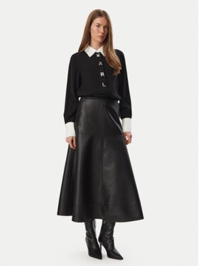 KARL LAGERFELD Spódnica z imitacji skóry B4W12004 Czarny Regular Fit