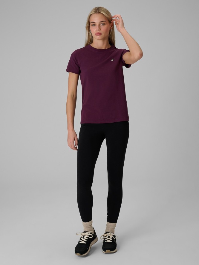 4F T-shirt regular gładki damski - fioletowy XL