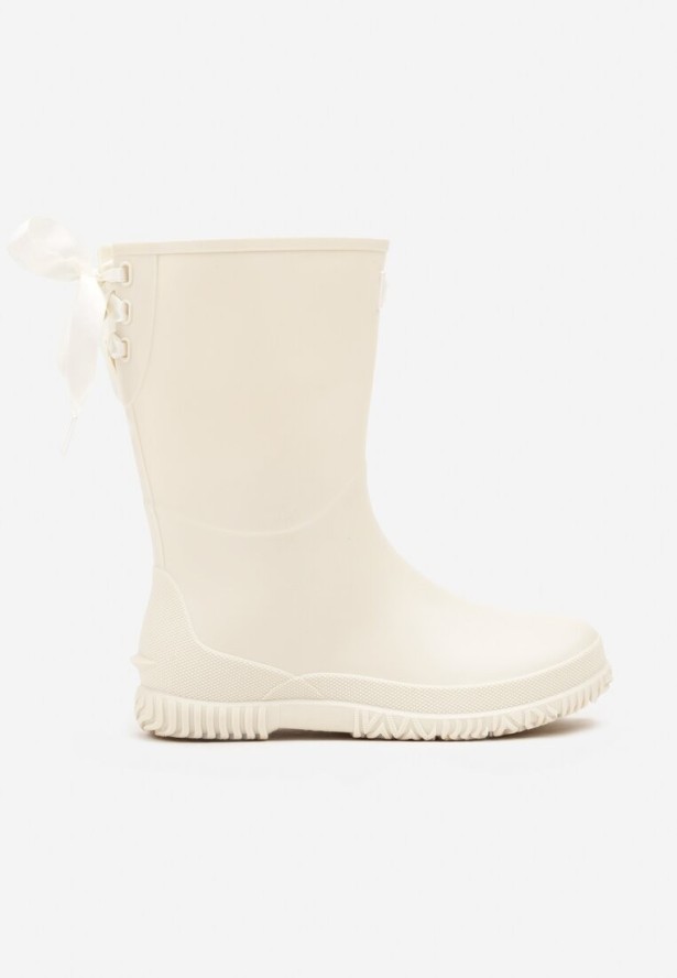 Beżowe Kalosze Ozdobione Wiązaniem Pinelle