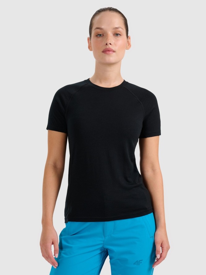 4F Koszulka trekkingowa z wełną merino damska - czarna M