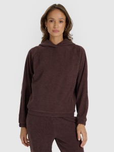 4F Bluza dresowa nierozpinana z kapturem damska - brązowa M