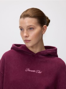 Bawełniana bluza z napisem - ciemnofioletowy