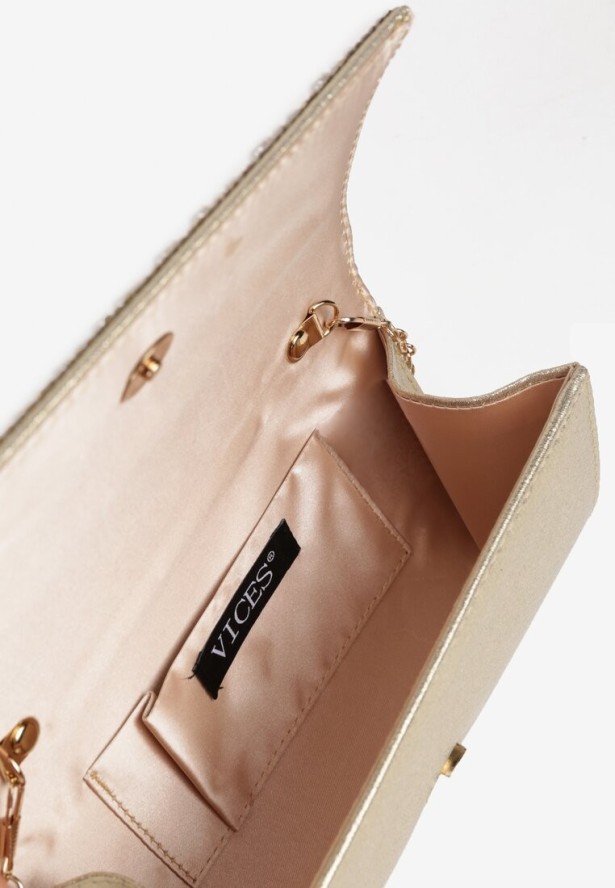 Szampańska Torebka Kopertówka Vices na Łańcuszku Zdobiona Perłami i Cyrkoniami Vemissa