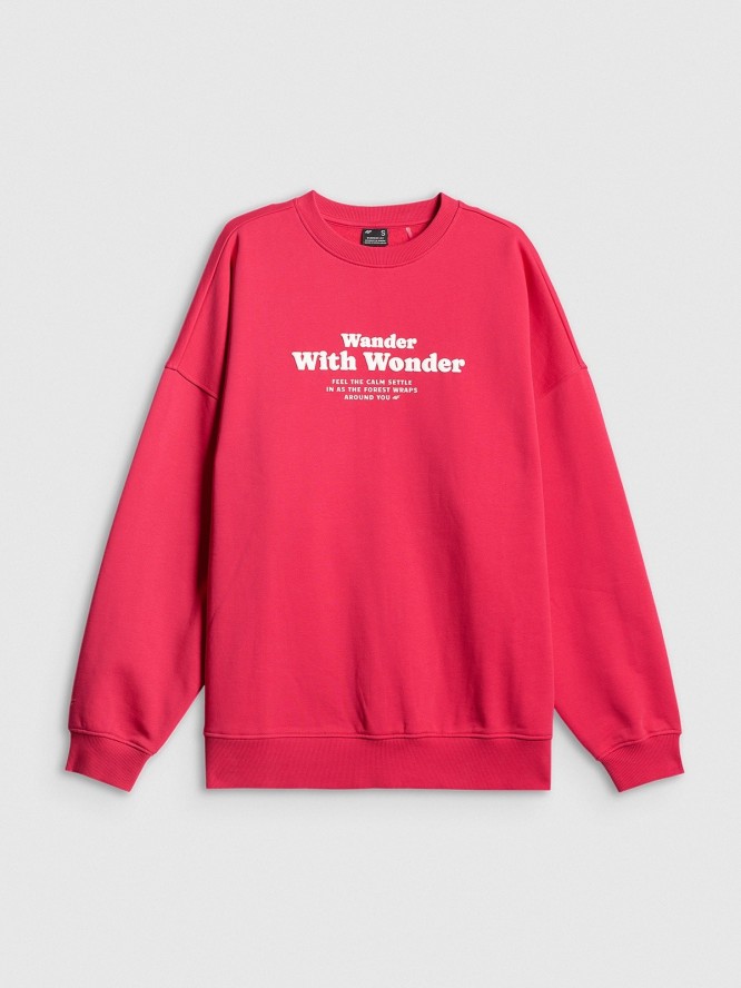 4F Bluza dresowa oversize bez kaptura damska - różowa XL