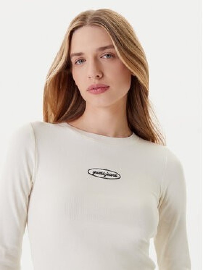 Guess Jeans Bluzka W5YP38 KA0H1 Écru Slim Fit