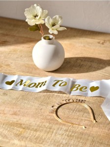 Opaska na głowę "Mom to be" z szarfą - wielobarwny