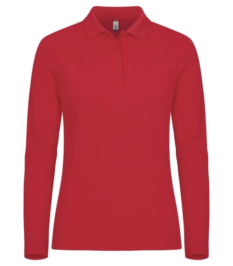 clique Manhattan L/S Women - Damskie polo z długim rękawem, Czerwone – Red
