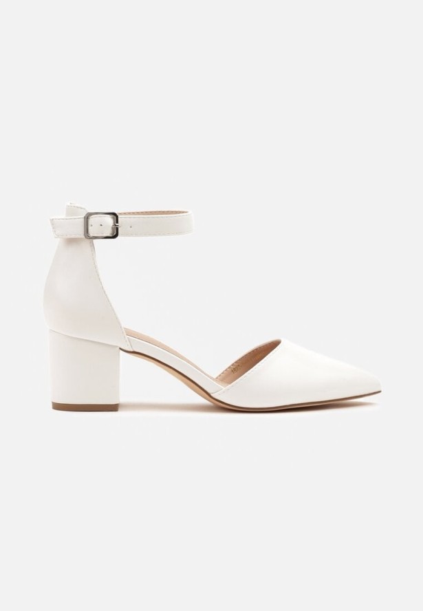 Białe Eleganckie Czółenka Sandały Vices na Obcasie z Wkładką ze Skóry Naturalnej Leadora