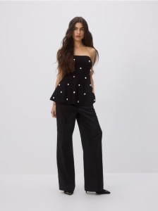 Spodnie z wełną - czarny