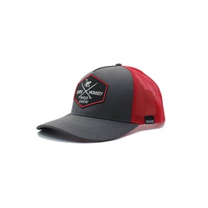 Czapka Trucker - 5 Paneli / Z recyklingu / Jeden rozmiar (Szary/Czerwony)