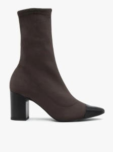 Brązowe elastyczne botki z czarnym noskiem