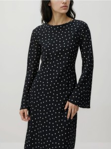 Sukienka maxi w groszki - czarny