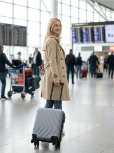 Walizka kabinowa na kółkach z tłoczonym wzorem - szary