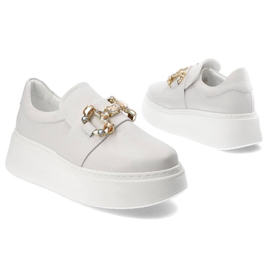 Białe Sneakersy Chebello Stylowe Obuwie Damskie Na Platformie