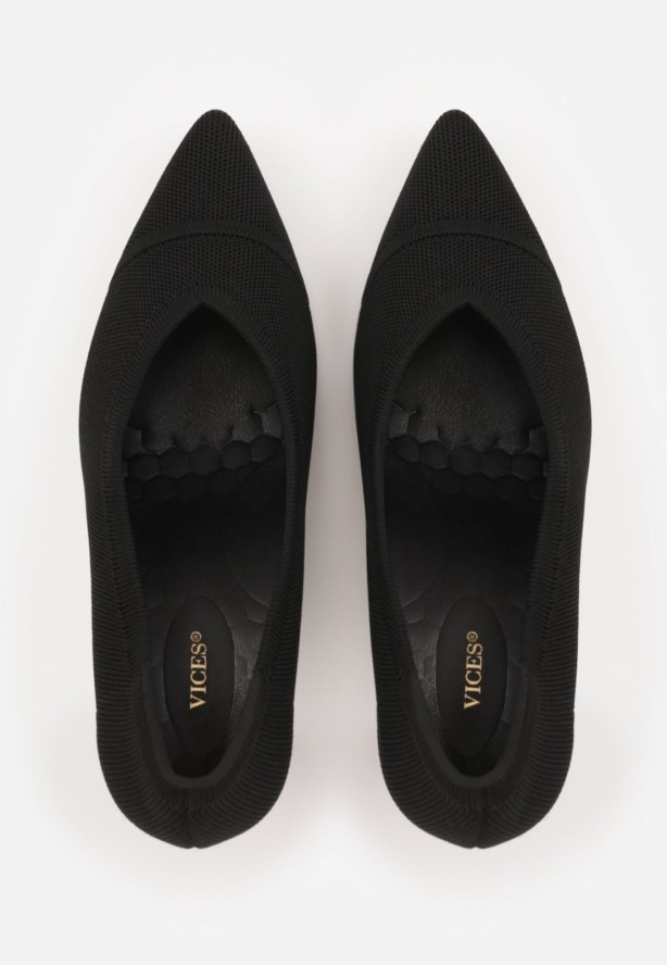 Czarne Dzianinowe Szpilki VICES z Wkładką Soft-Pillow i Miękkim Zapiętkiem Thene