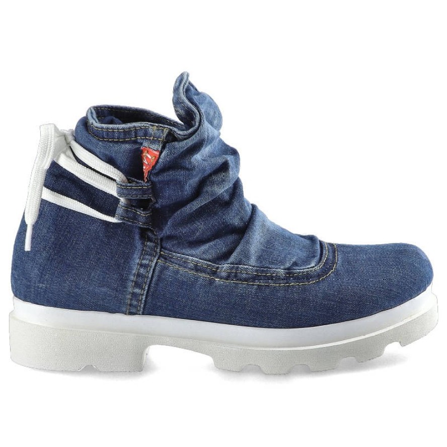 Jeansowe Botki Lanqier Damskie Lekkie Obuwie