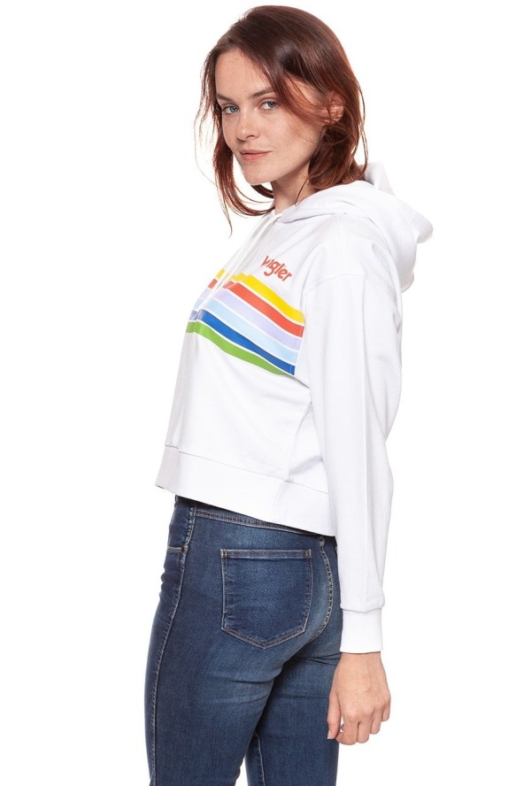 BLUZA WRANGLER DAMSKA CROPPED HOODY WHITE W6073HP12 112130434