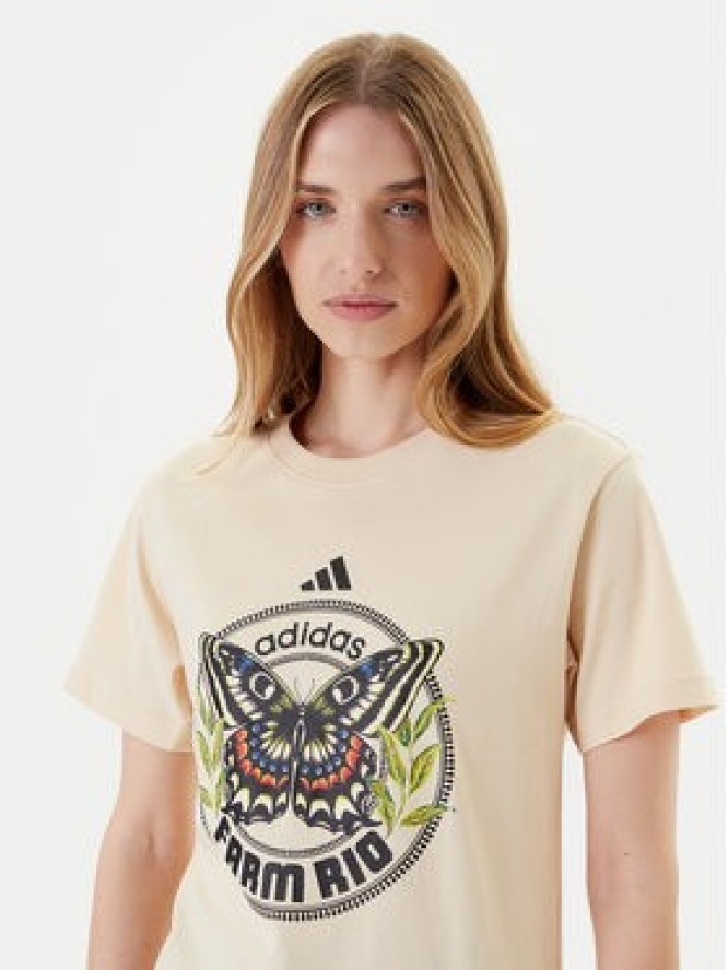 adidas T-Shirt FARM Graphic JL8614 Beżowy Regular Fit