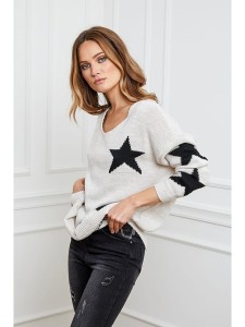 Plume Sweter "Tami" w kolorze beżowo-czarnym rozmiar: M