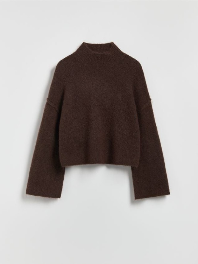 Sweter z golfem - ciemnobrązowy