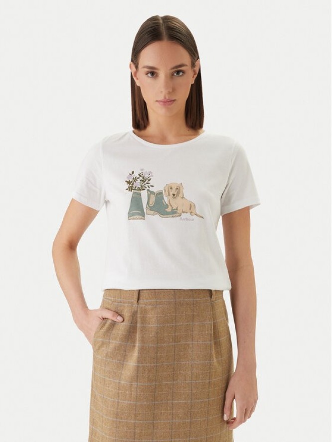 Barbour T-Shirt Brambles LTS0712WH11 Biały Regular Fit