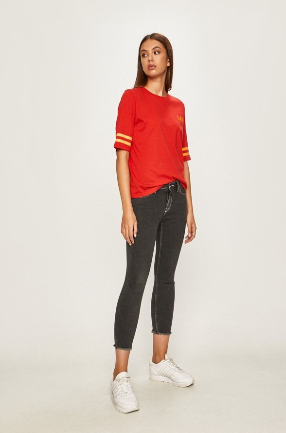 LEE GRAPHIC TEE DAMSKI T-SHIRT KOSZULKA LOGO BRIGHT RED L44SWMEF 112109981