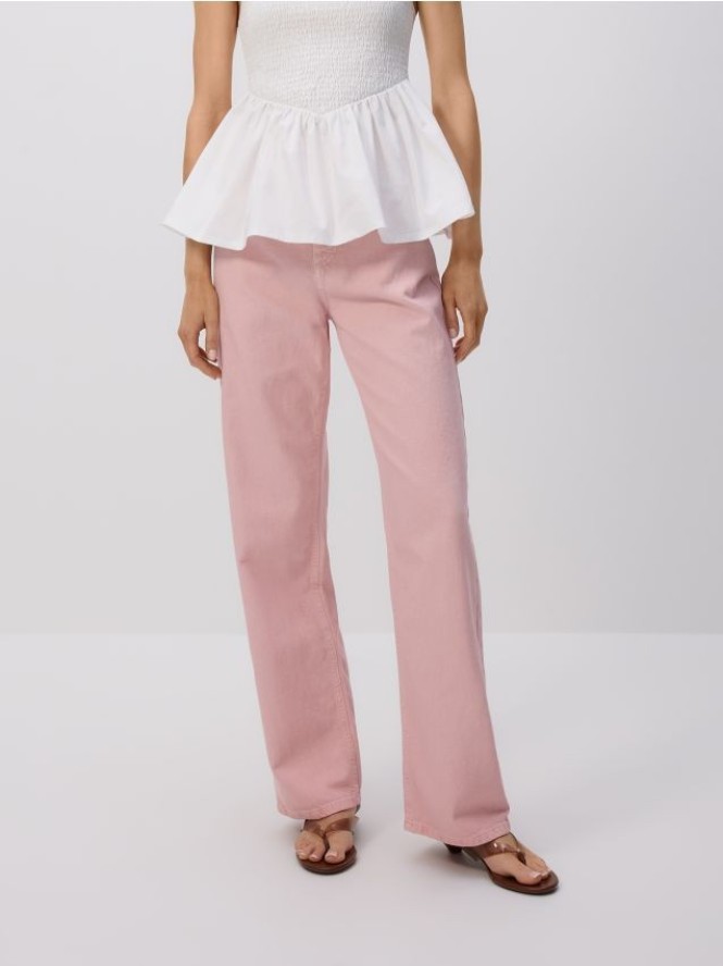 Jeansy wide leg - różowy