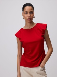 Bluzka z marszczeniami - czerwony